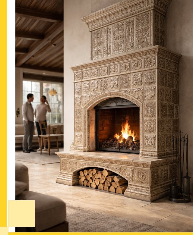 Купить изразцовый камин в Донецке от 273700 р. | ЭриданДнк