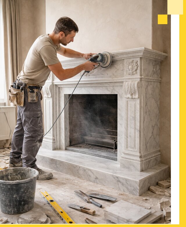 Изготовление и установка мраморных каминов в Донецке под ключ