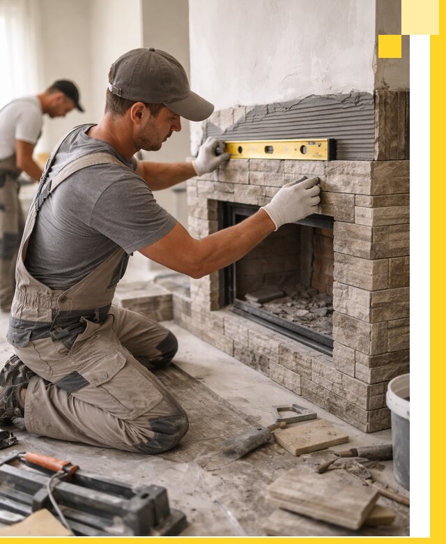 Облицовка каминов в Донецке, монтаж и отделка натуральным камнем