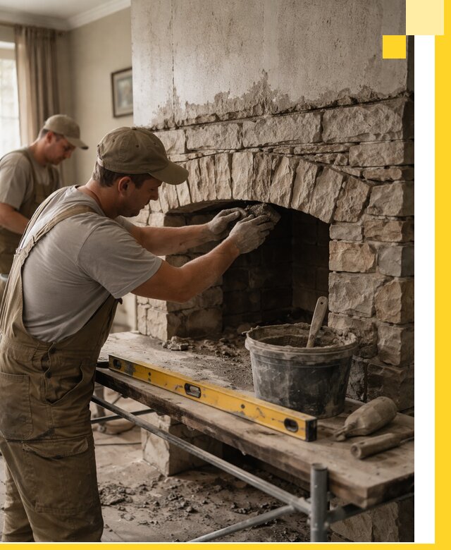 Изготовление каминов под ключ в Донецке, монтаж и отделка