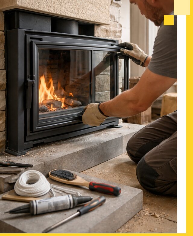 Производство, монтаж и доставка каминов со стеклом в Донецке