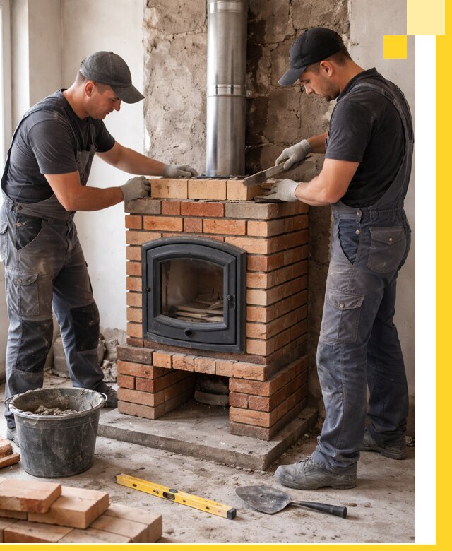 Монтаж печи камина под ключ в Донецке с гарантией и пусконаладкой