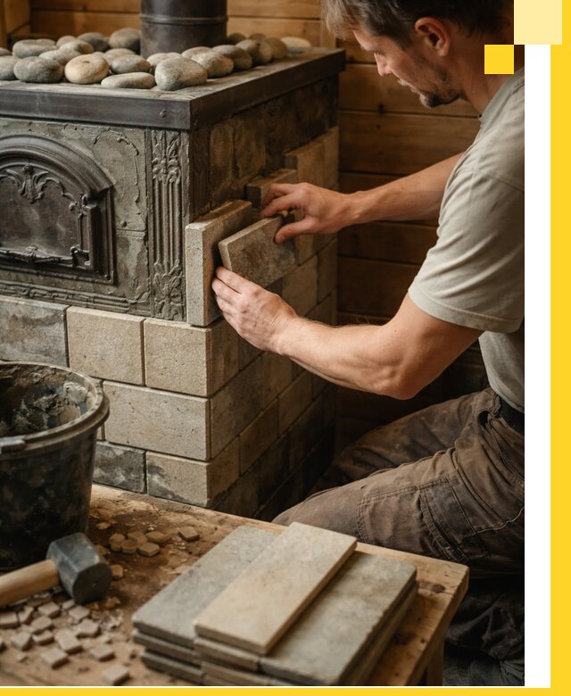 Облицовка банных печей в Донецке профессиональная отделка