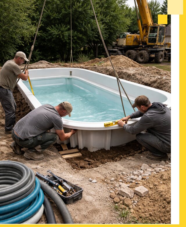 Установка и монтаж композитных бассейнов под ключ в Донецке