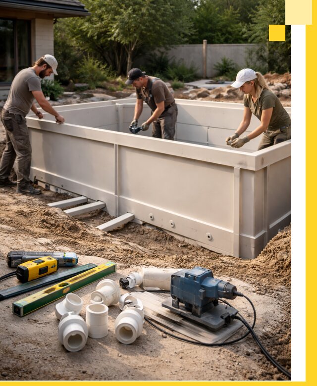 Установка полипропиленовых бассейнов под ключ в Донецке