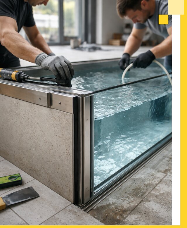 Проектирование и монтаж стеклянных бассейнов в Донецке