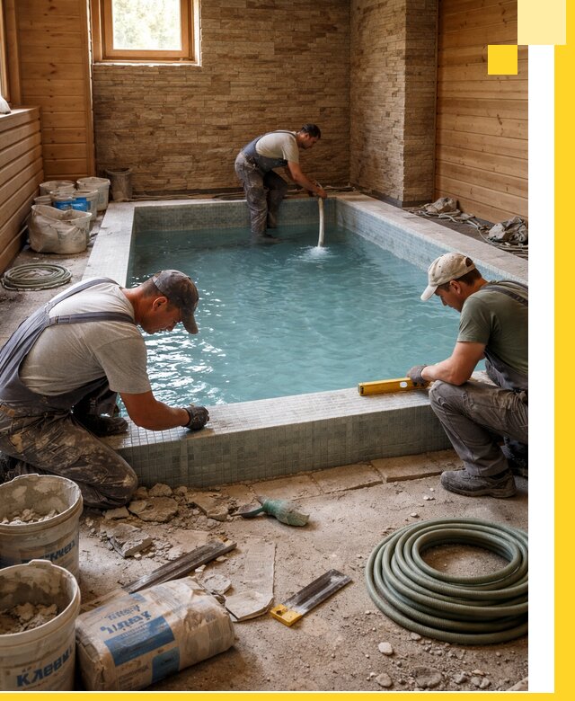 Проектирование и строительство бассейнов для бани в Донецке