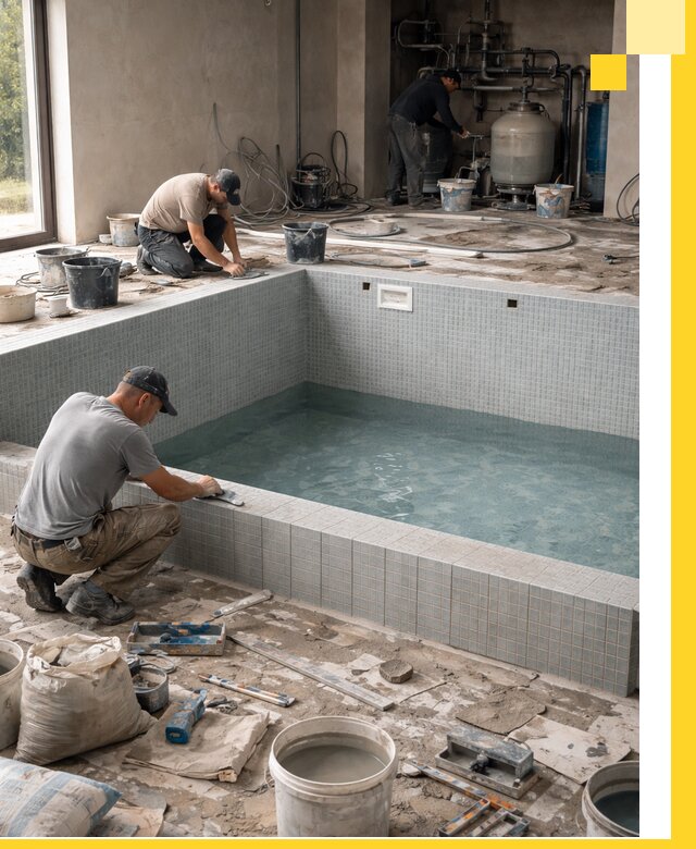 Строительство и монтаж бассейнов в помещении в Донецке