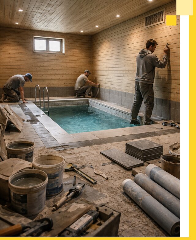 Строительство бани с бассейном и сауной под ключ в Донецке