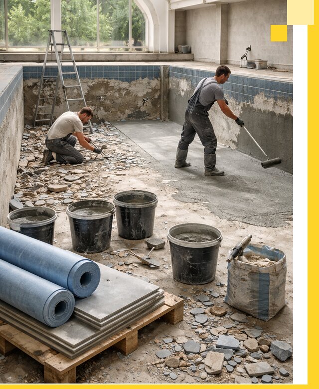 Реконструкция бассейнов в Донецке: ремонт, гидроизоляция