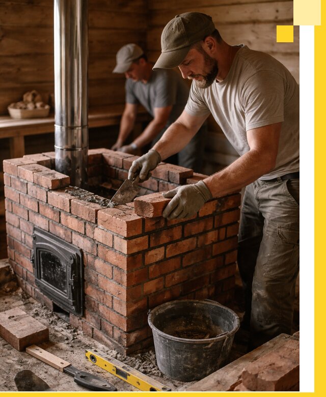 Кирпичные печи для бани под ключ в Донецке, проект и монтаж