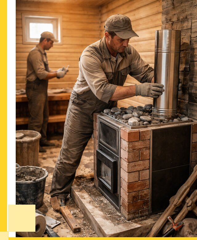 Монтаж печи в бане под ключ в Донецке от 21896 р. | ЭриданДнк