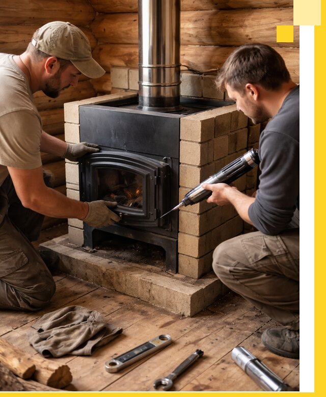 Монтаж и установка печи в бане под ключ с гарантией в Донецке