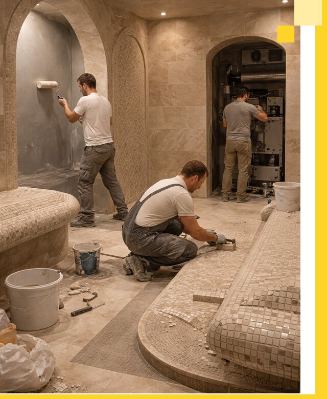 Строительство бани с хамамом и бассейном под ключ в Донецке