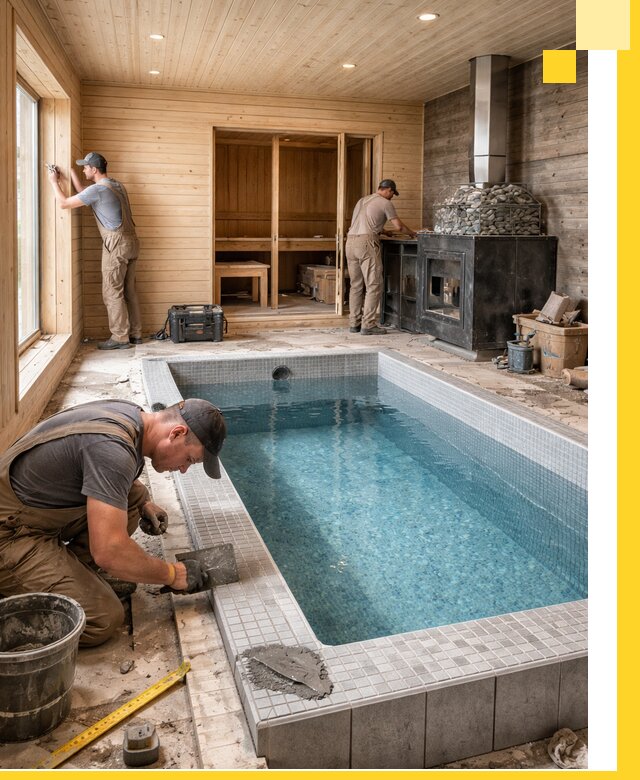 Проект бани с бассейном и сауной в Донецке под ключ