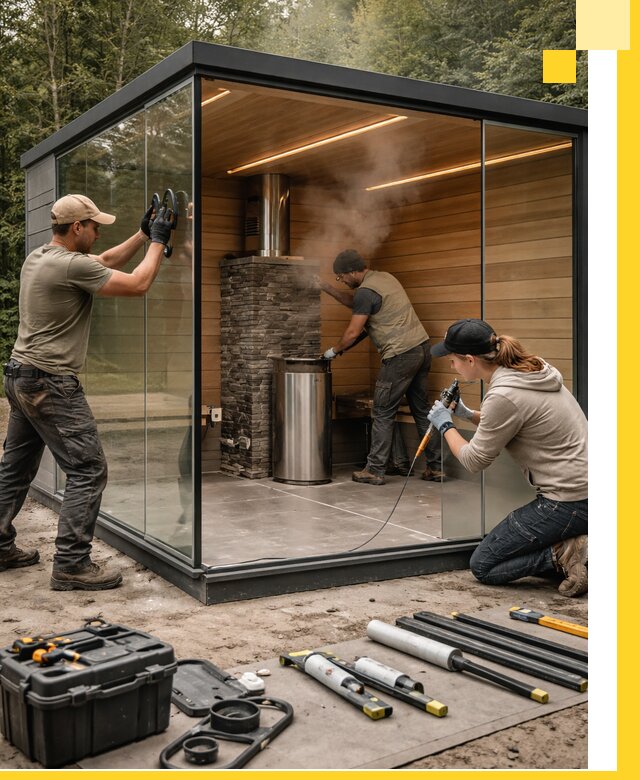 Проектирование и строительство стеклянных бань в Донецке