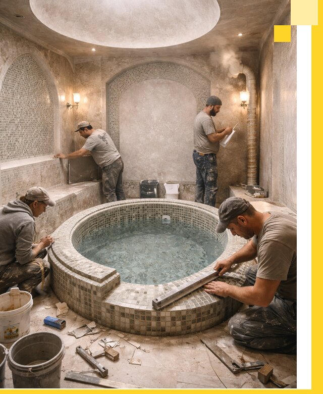 Профессиональное строительство хамама с бассейном в Донецке под ключ