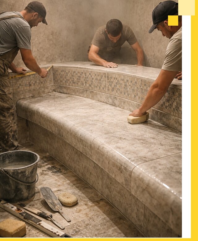 Изготовление и установка сидений для хамама в Донецке