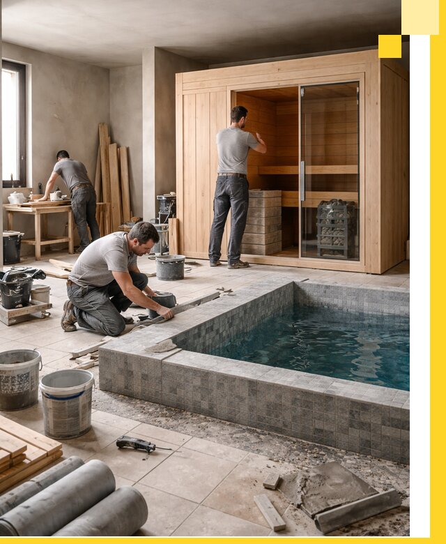 SPA зоны под ключ с бассейном сауной и печью в Донецке